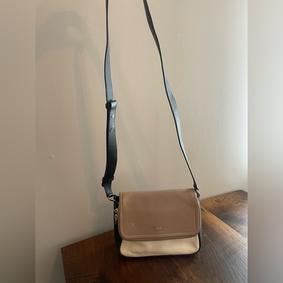 Kate Spade Crossbody Purse Neutral Colorblock Black Cream and Tan - Picture 4 of 9